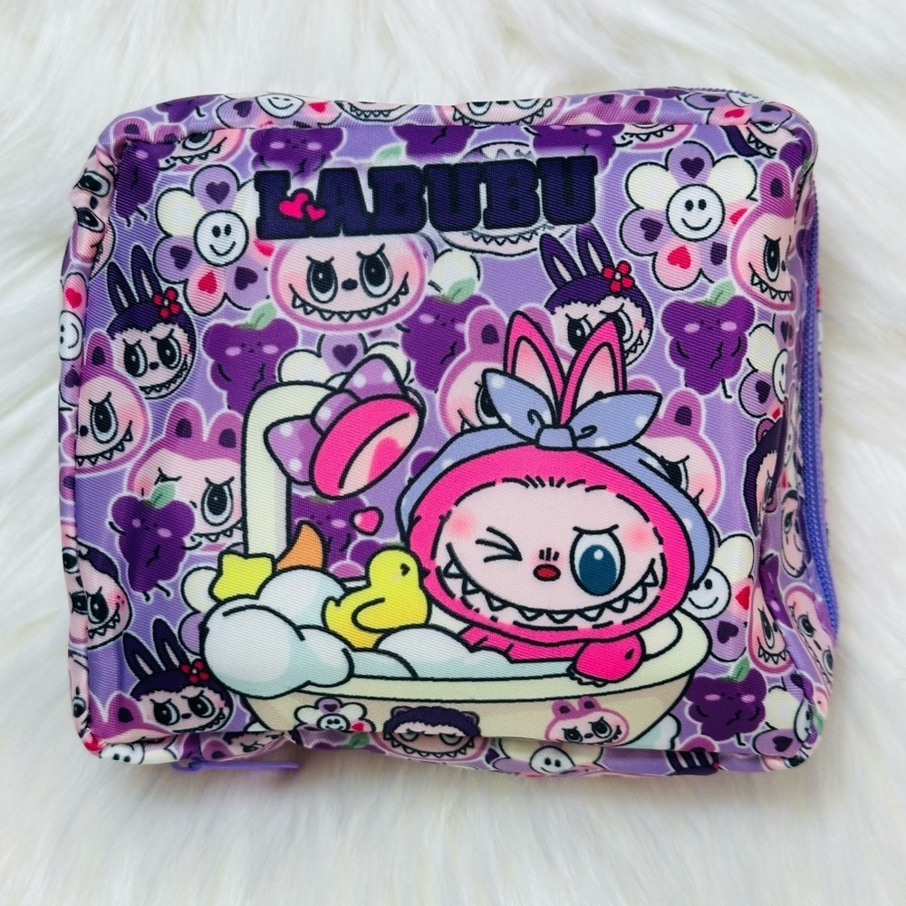 Kids Labubu Cartoon Bath Pouch - Purple, Pink, and blue